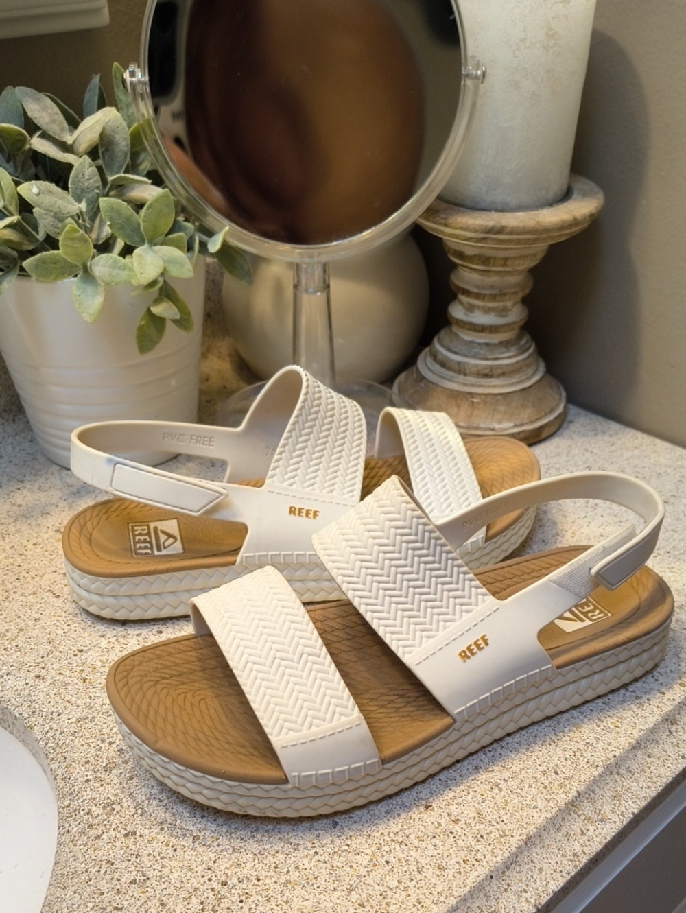 Reef Women’s Off White Dual-Strap Slingback Sandals - Picture 5 of 14